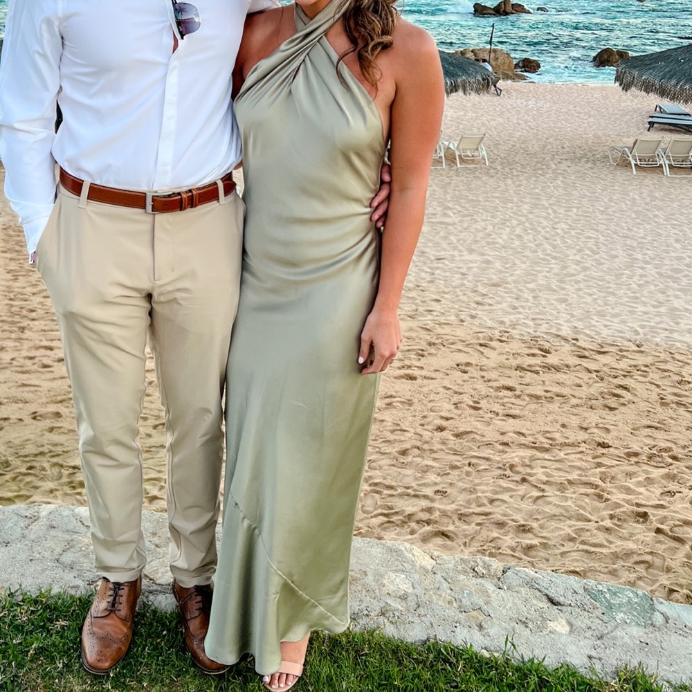 Show Me Your Mumu Jasmine Halter Maxi Dress Moss Green